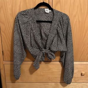 princess polly cropped tie front blouse